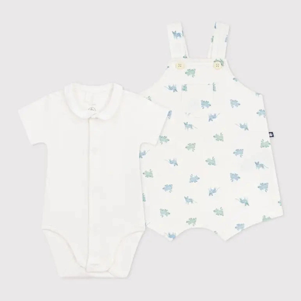 Petit Bateau | Babysetje salopette met rompertje dierenprint