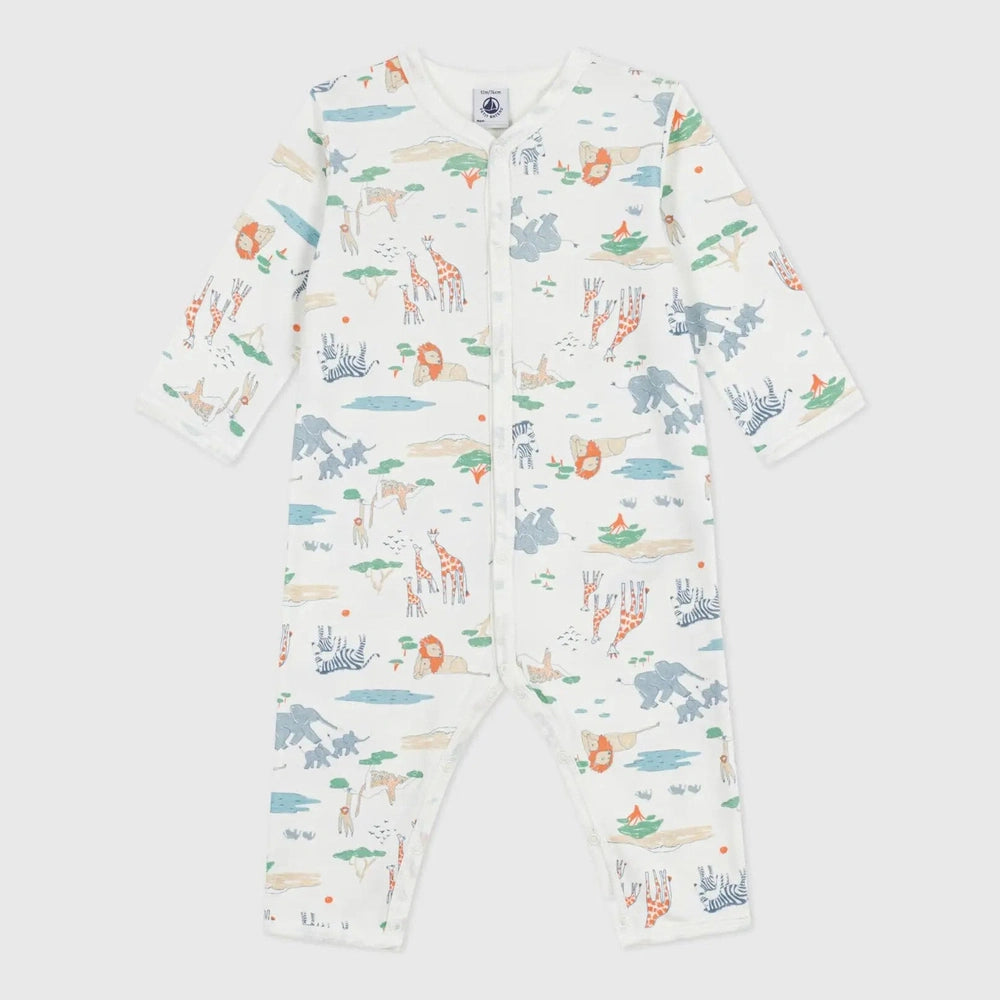 Petit Bateau | Katoenen babypyjama zonder voetjes met savanneprint