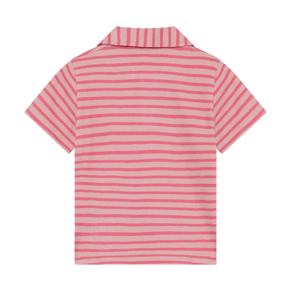 Minymo Polo T-shirt Korte Mouw Gestreept Rosy Tough