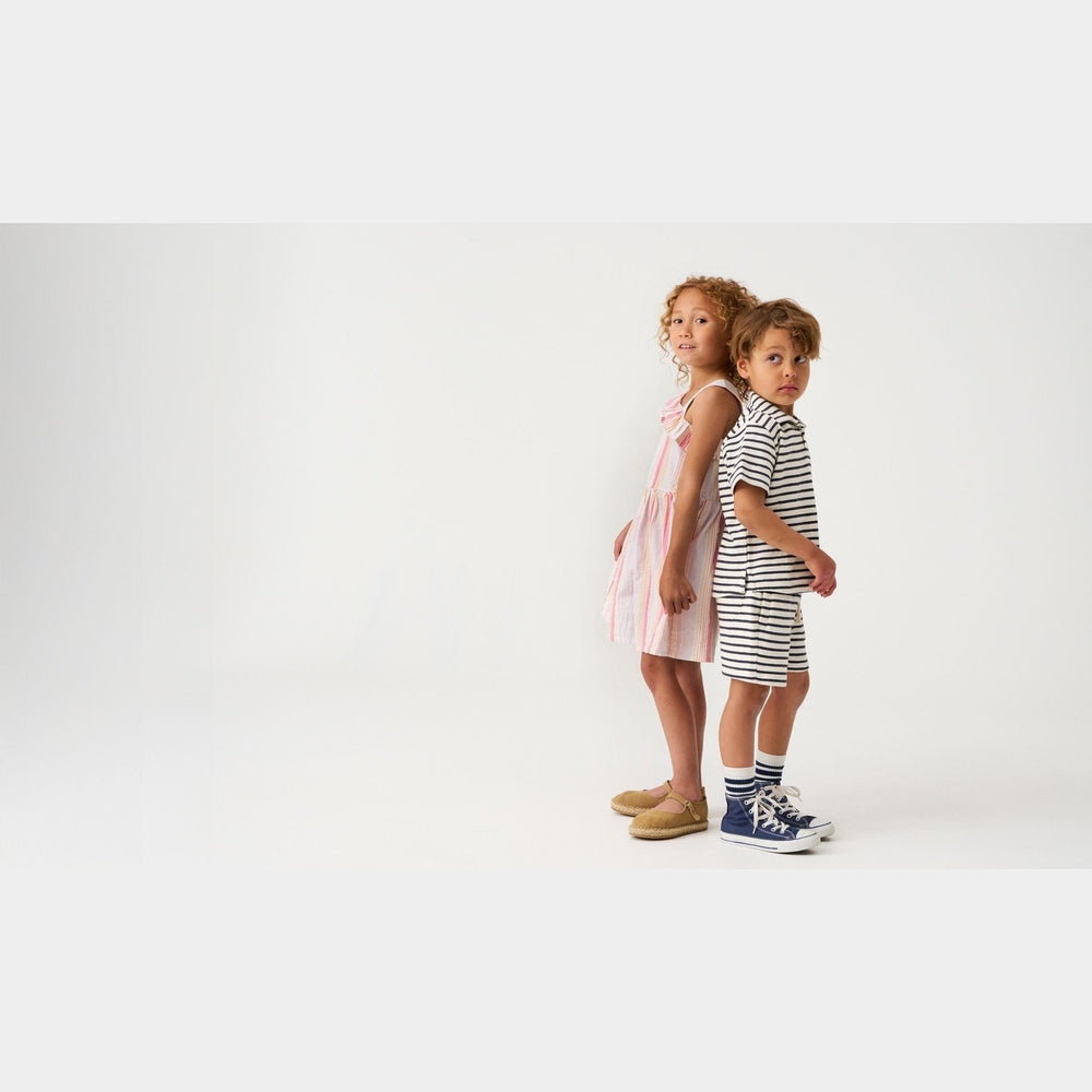 Minymo I Polo T-shirt Korte Mouw Gestreept Vanilla Ice