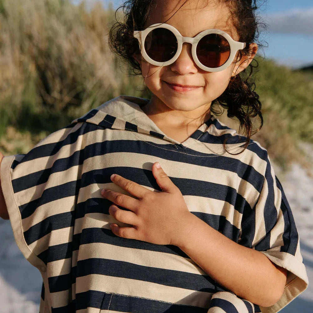 Cloby UV Poncho in Navy/Sandy Stripe – UPF 50+ 1-3y