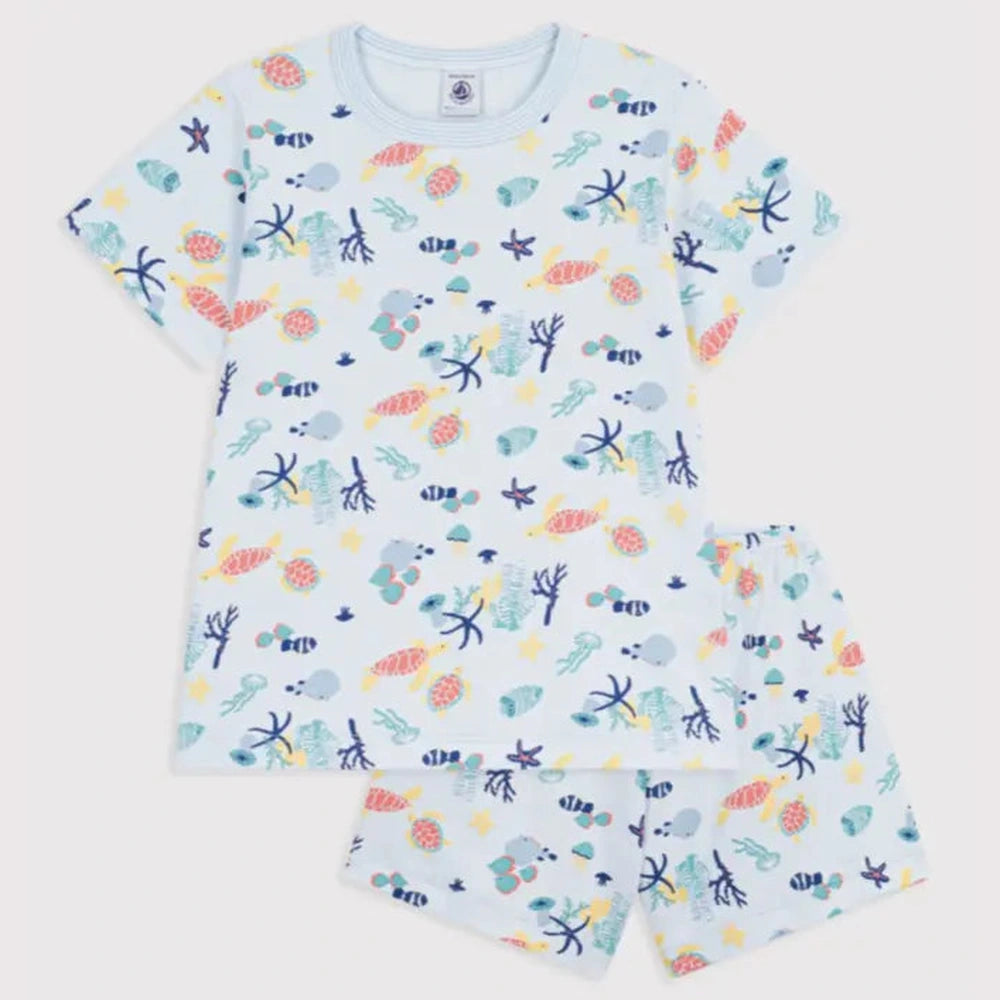 Pyjamashort Petit Bateau en coton avec imprimé phosphorescent