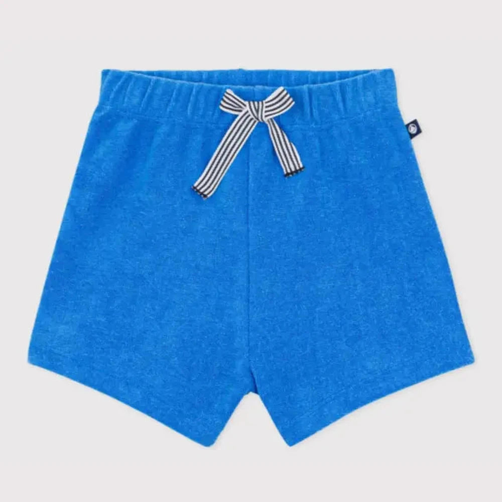 Petit Bateau Korte babybroek van effen badstof - Blauw