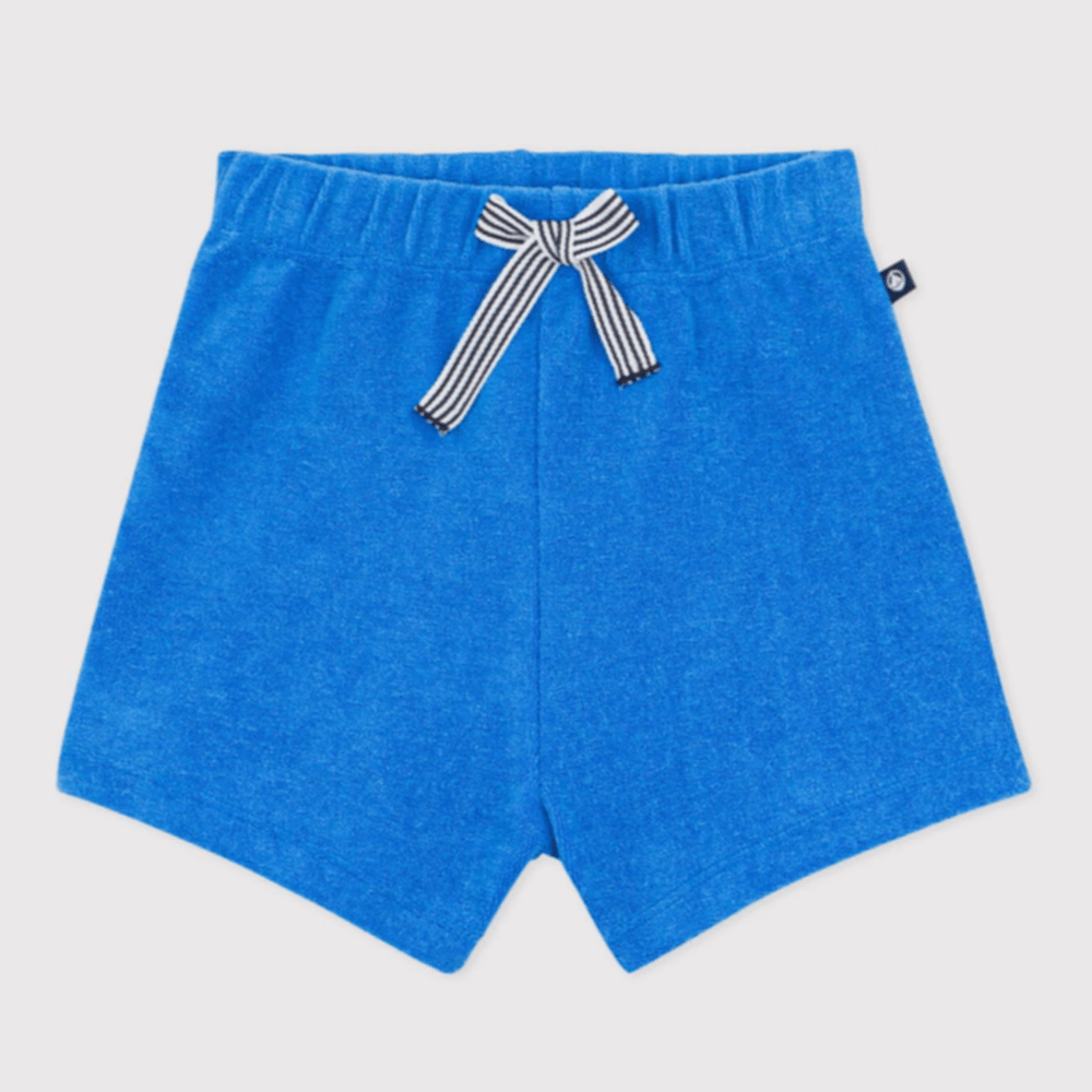 Petit Bateau Korte babybroek van effen badstof - Blauw