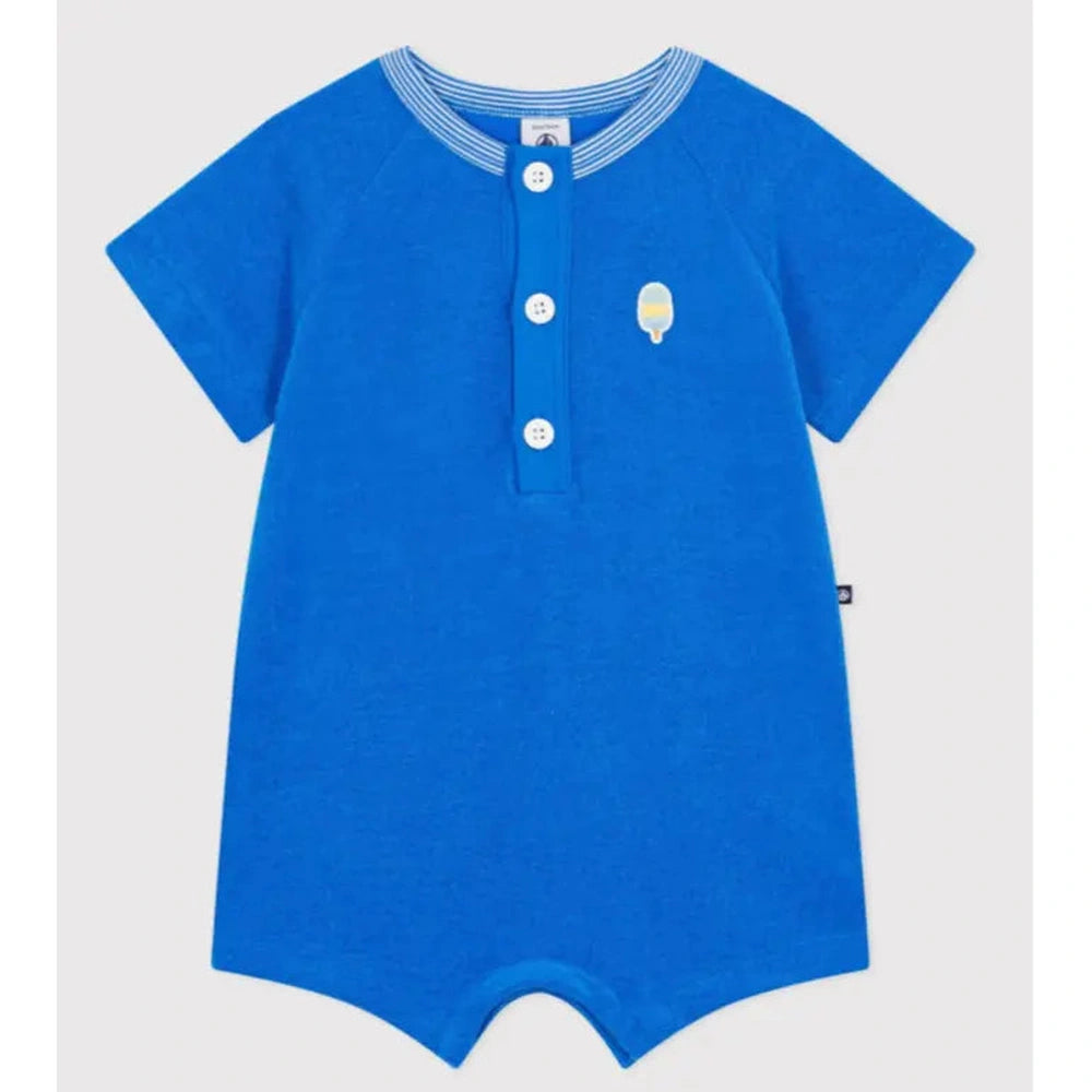 Petit Bateau Kort pakje van effen katoen voor baby's - Blauw