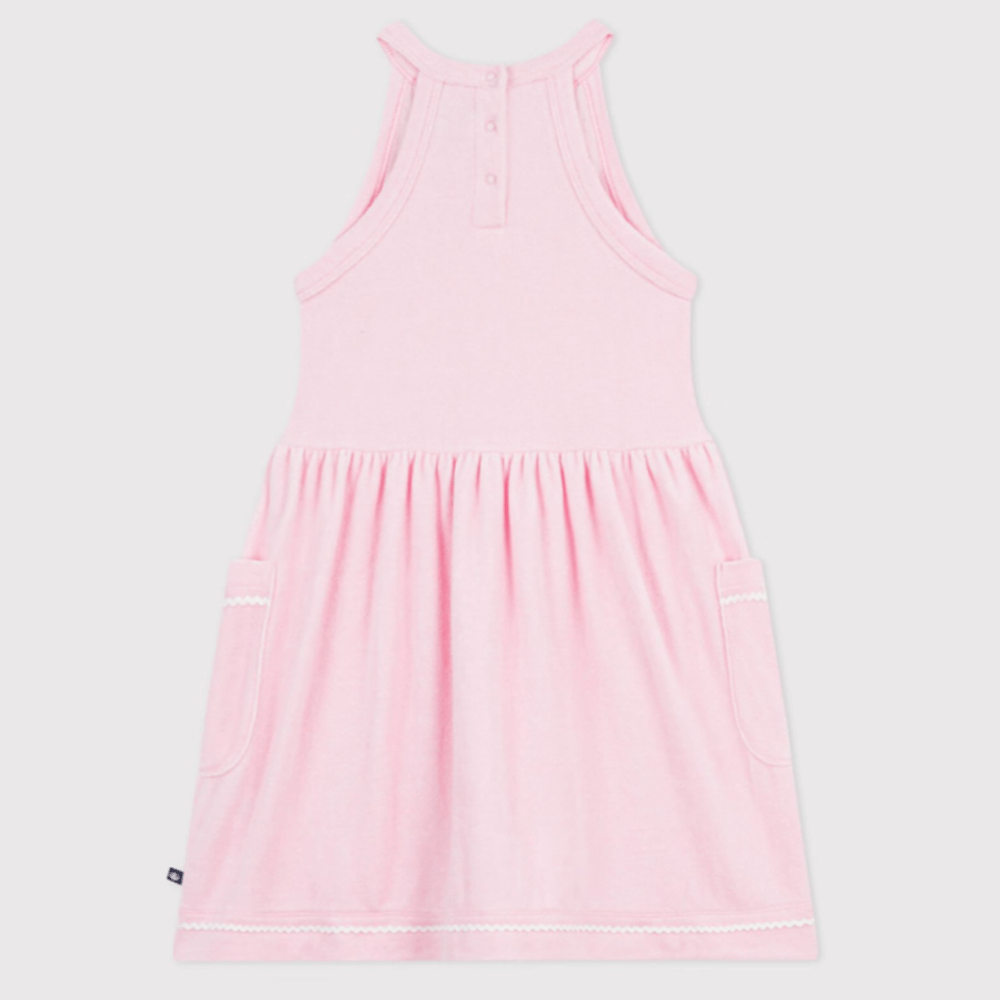 Petit Bateau Mouwloos jurkje van effen katoen voor kinderen - Roze