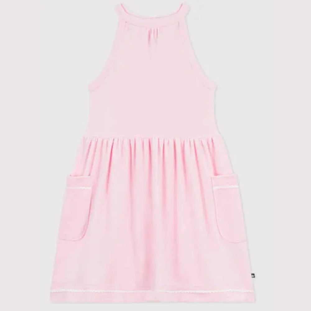 Petit Bateau Mouwloos jurkje van effen katoen voor kinderen - Roze