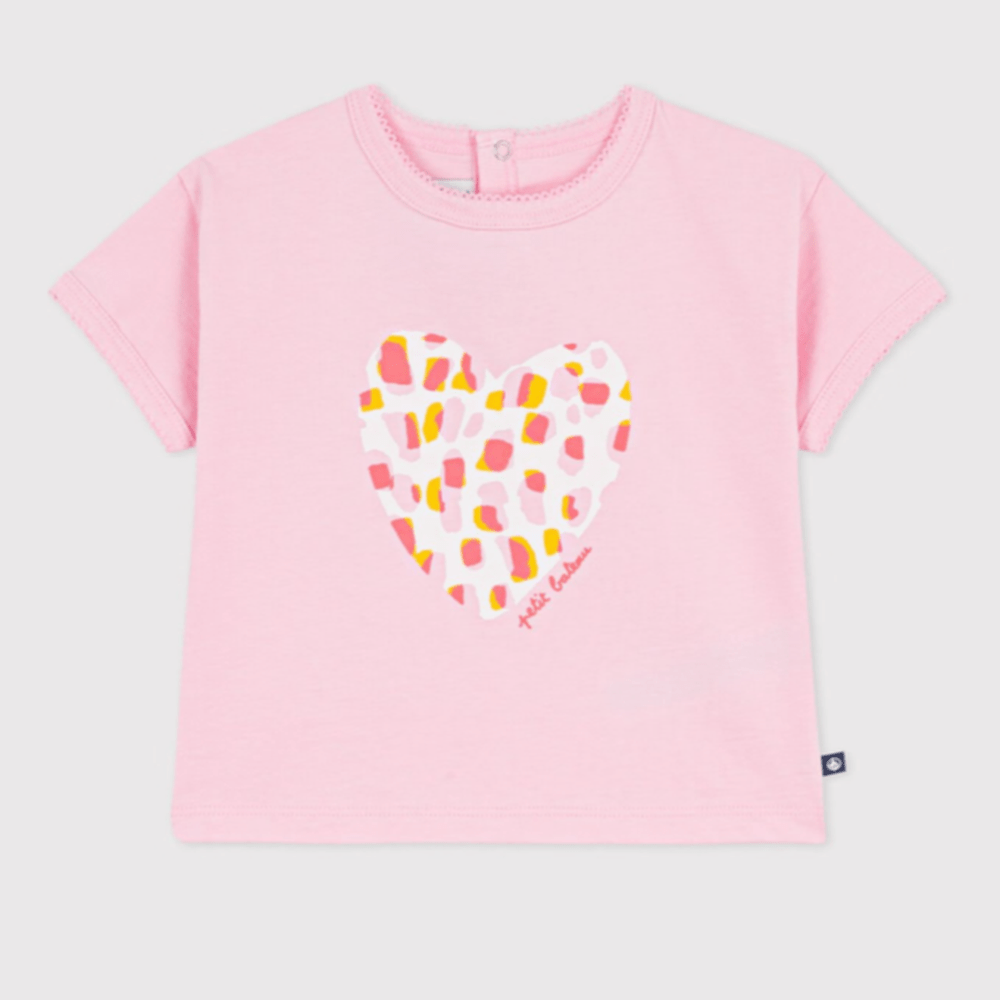 Petit Bateau Katoenen T-shirt met korte mouwen en bloemmotiefje voor baby's - Roze