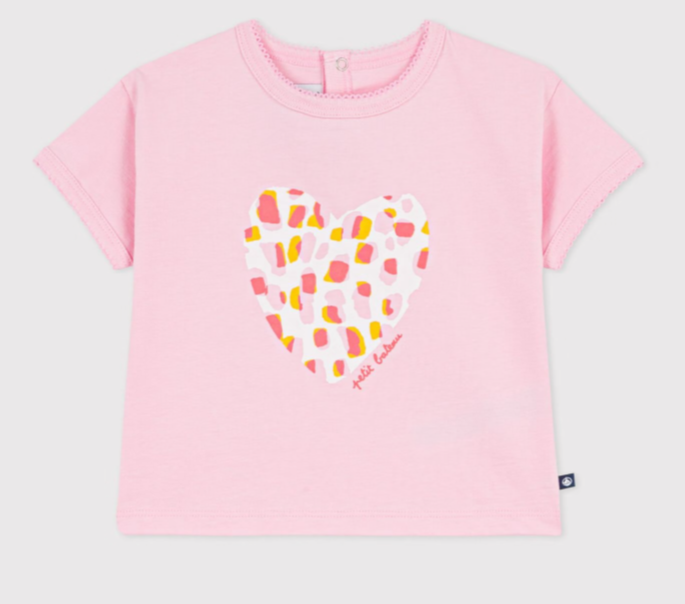 Petit Bateau Katoenen T-shirt met korte mouwen en bloemmotiefje voor baby's - Roze