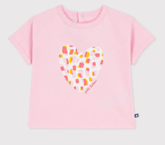 Petit Bateau Katoenen T-shirt met korte mouwen en bloemmotiefje voor baby's - Roze