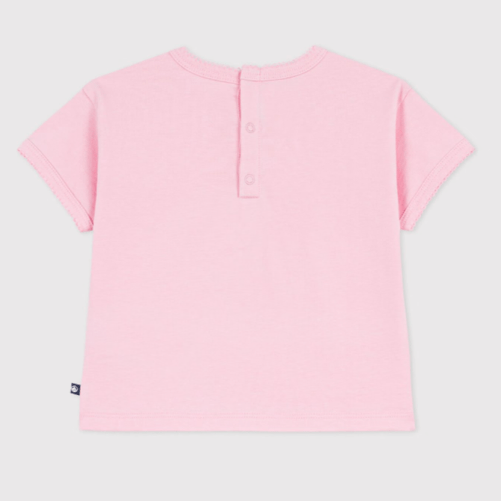 Petit Bateau Katoenen T-shirt met korte mouwen en bloemmotiefje voor baby's - Roze