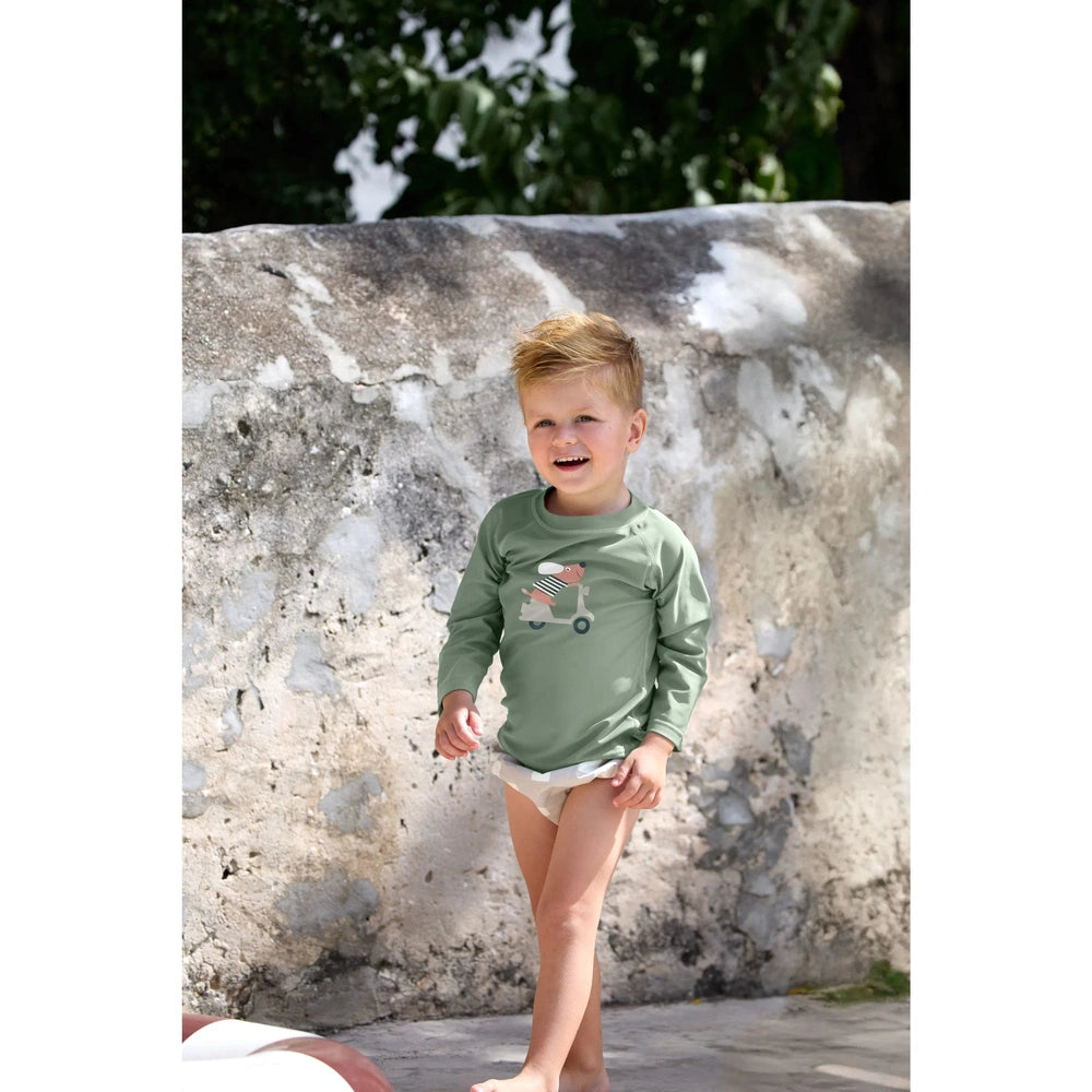 Lässig UV-shirt voor Kinderen met Lange Mouwen - Groen met hond