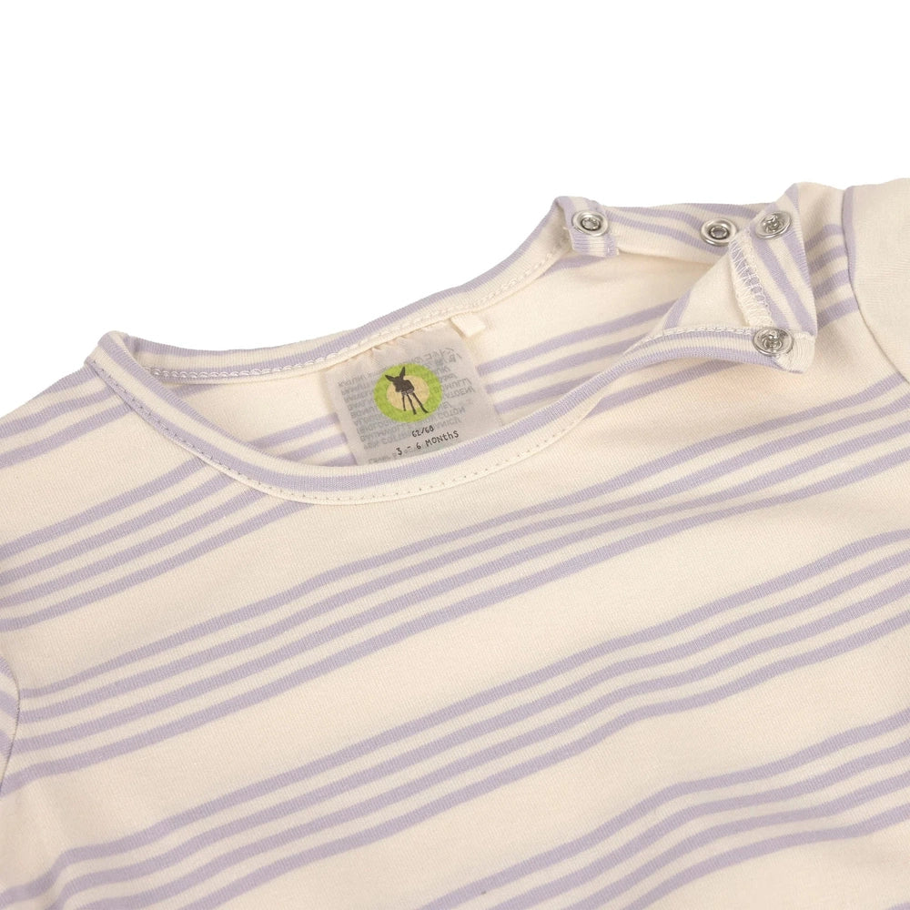 Lässig Baby Shirt met Lange Mouwen - Biologisch Katoen Paarse Strepen