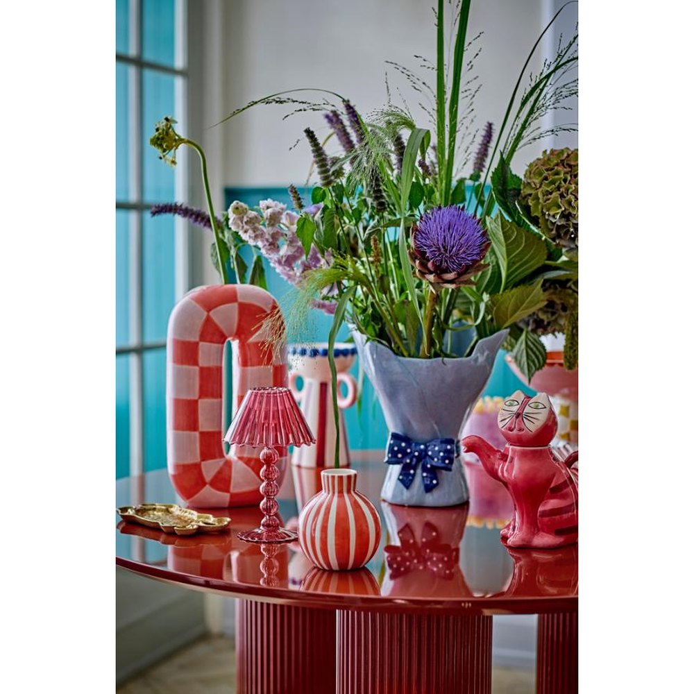 Bloomingville Cisco Glazen Kaarslichthouder - Rood