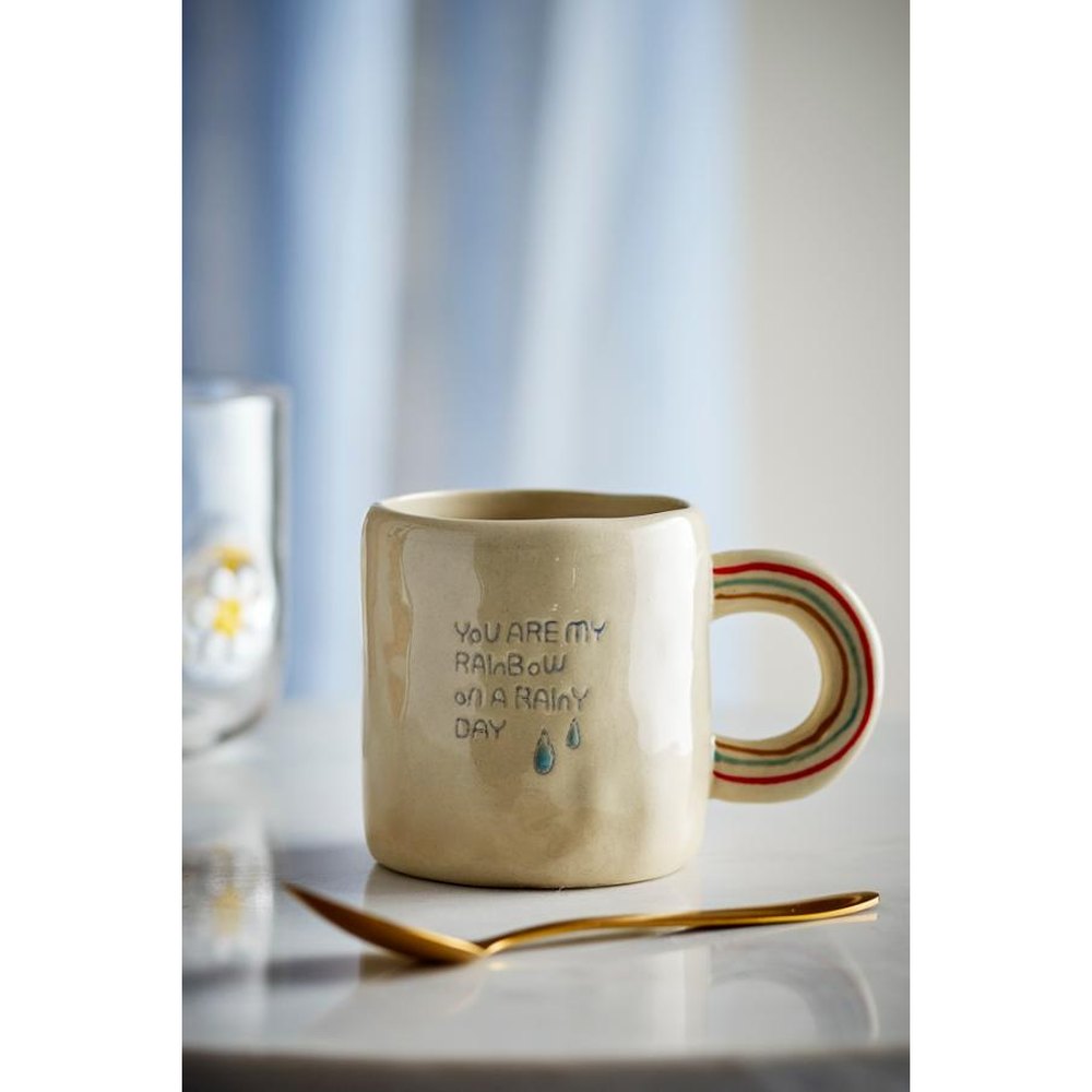 Bloomingville MINI Cloudy Cup in Steengoed - Natuur met opdruk