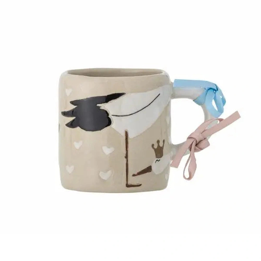 Bloomingville MINI Bambino Cup in Steengoed - Opdruk Ooievaar