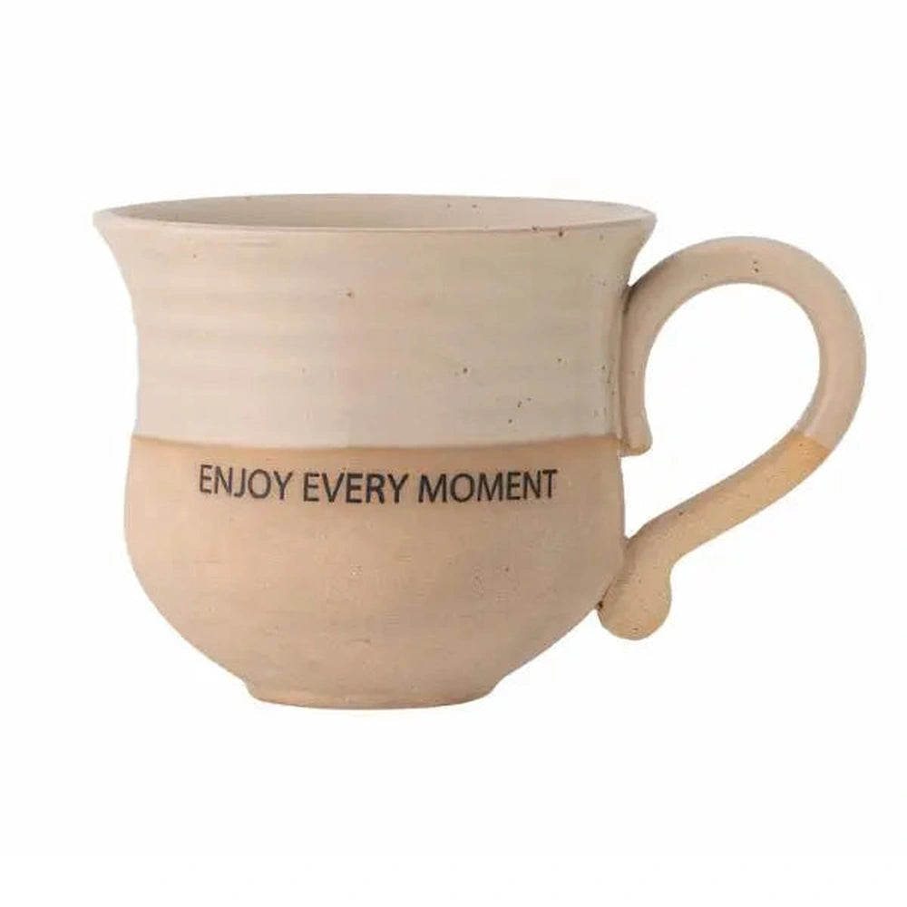 Bloomingville Claire Cup in Aardewerk - Bruin met opdruk