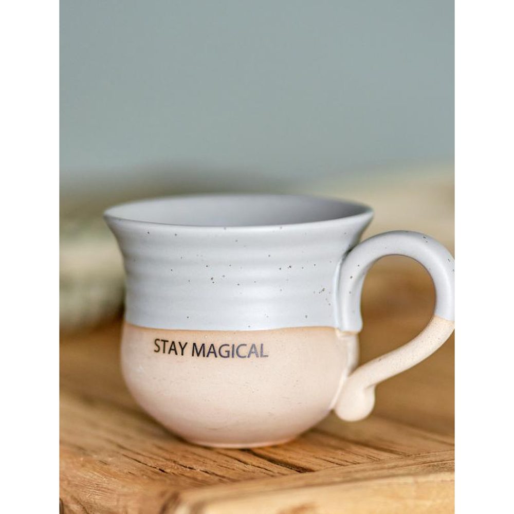 Bloomingville Claire Cup in Aardewerk - Grijs met opdruk