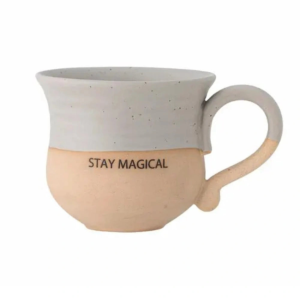 Bloomingville Claire Cup in Aardewerk - Grijs met opdruk
