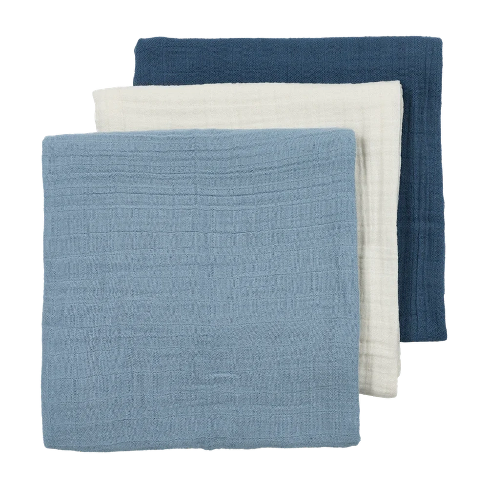 Meyco Hydrofiele Doeken Pre-washed 70x70cm - 3-pack - Natural/Jeans blue/Indigo