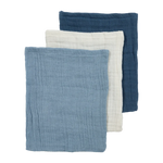 Meyco Hydrofiele Washandje pre-washed 3-pack - Natural/Jeans blue/Indigo