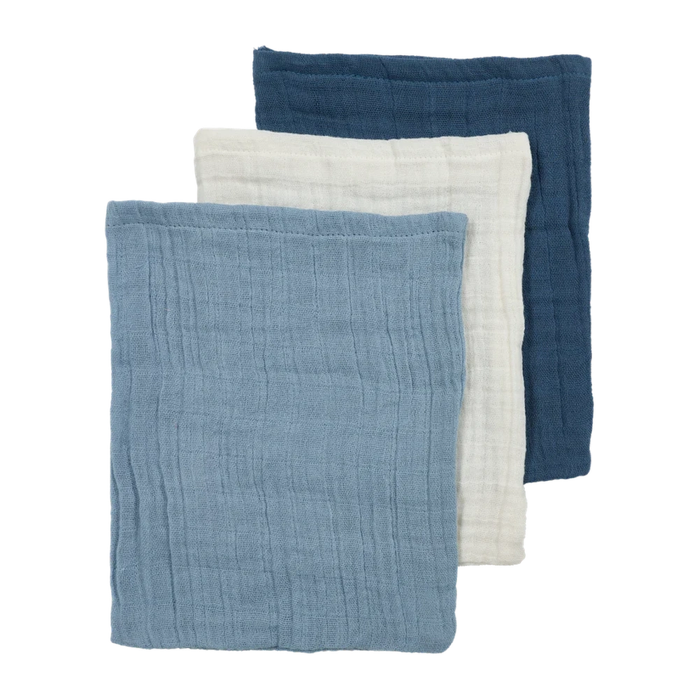 Meyco Hydrofiele Washandje pre-washed 3-pack - Natural/Jeans blue/Indigo