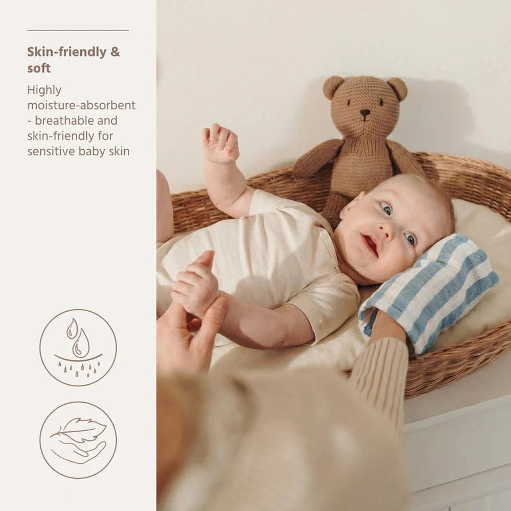 Meyco Hydrofiele Washandje pre-washed 2-pack - Fat Stripe Jeans Blue