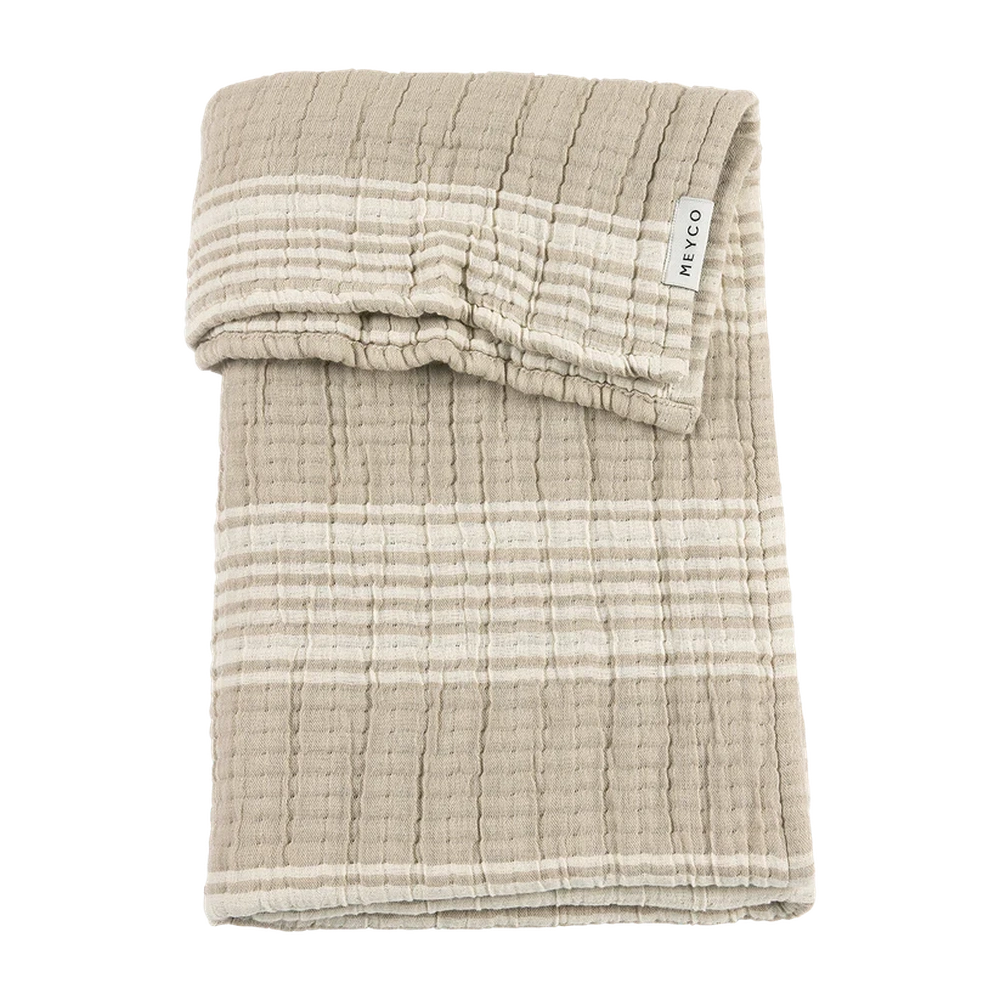 Meyco Deken pre-washed hydrofiel jacquard 75x100cm - Stripe Sand