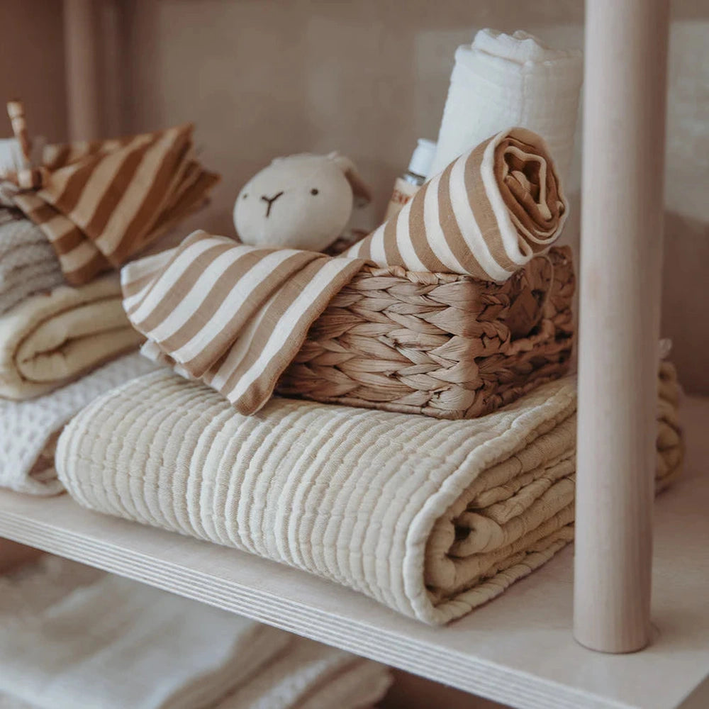Meyco Deken pre-washed hydrofiel jacquard 75x100cm - Stripe Sand