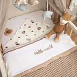 Meyco Laken Borduur - Hello world 75x100cm - Taupe