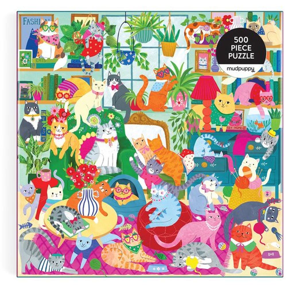 Mudpuppy Caturday Afternoon 500 Piece Family Puzzle