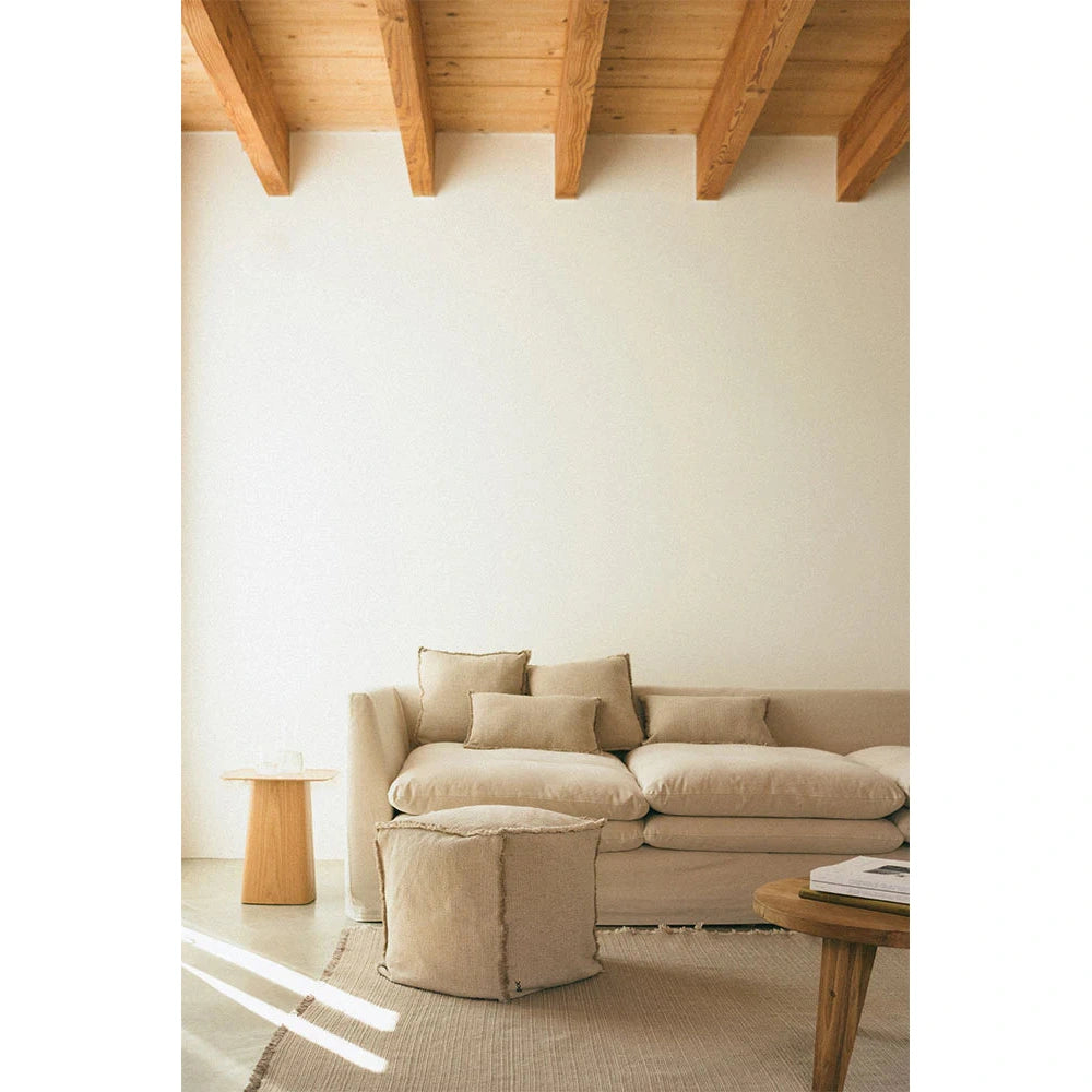 Lorena Canals Handgeweven Poef Beige 45x45x45