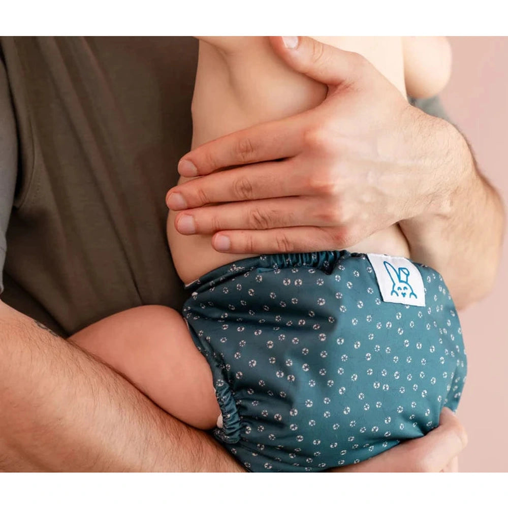 Bumbuns Easy Herbruikbare Luier met klittenband - Groen met print