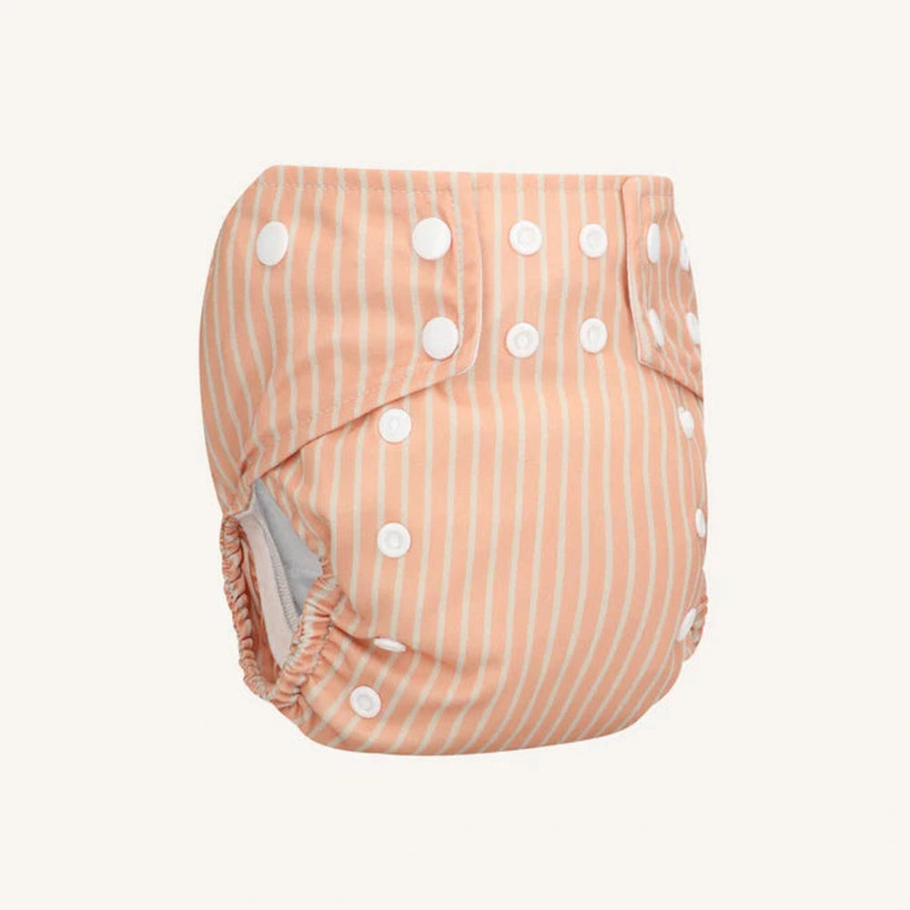 Bumbuns Easy Herbruikbare Luier met drukknopen - Stripes Apricot
