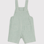 Petit Bateau Gestreepte Korte Salopette Van Katoen/Linnen Voor Baby's - Groen Gestreept