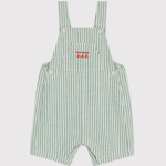 Petit Bateau Gestreepte Korte Salopette Van Katoen/Linnen Voor Baby's - Groen Gestreept
