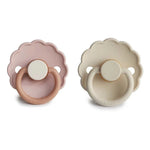 Frigg Speen Daisy Blooming Silicone 2-Pack 6-18 Maanden - Biscuit/Cream