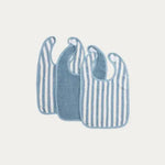 Bavoir Meyco Baby à scratch en éponge jacquard - larges rayures bleu jean