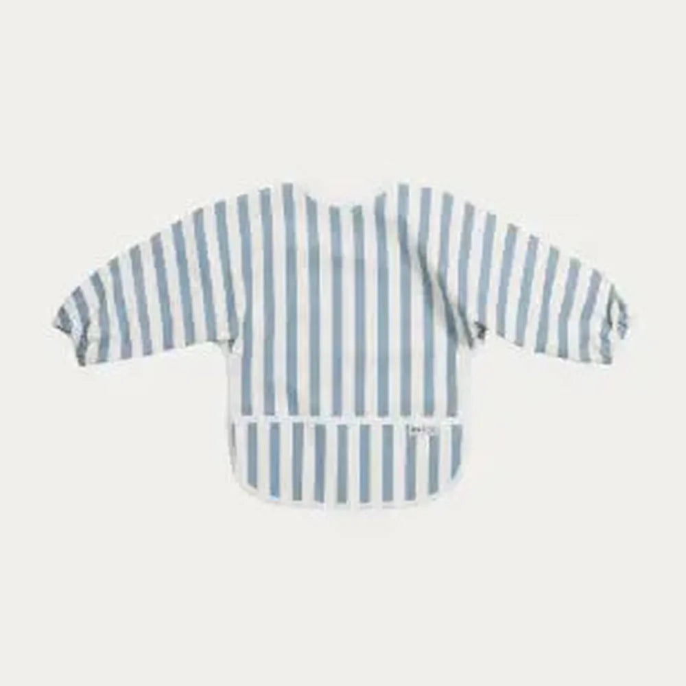 Bavoir à manches Meyco - rayures larges bleu jean