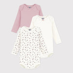 Petit Bateau 3 Bodies Amerikaanse Hals Lange Mouwen - Multicolor