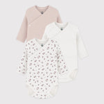 Petit Bateau 3 bodies naissance manches longues - multicolore