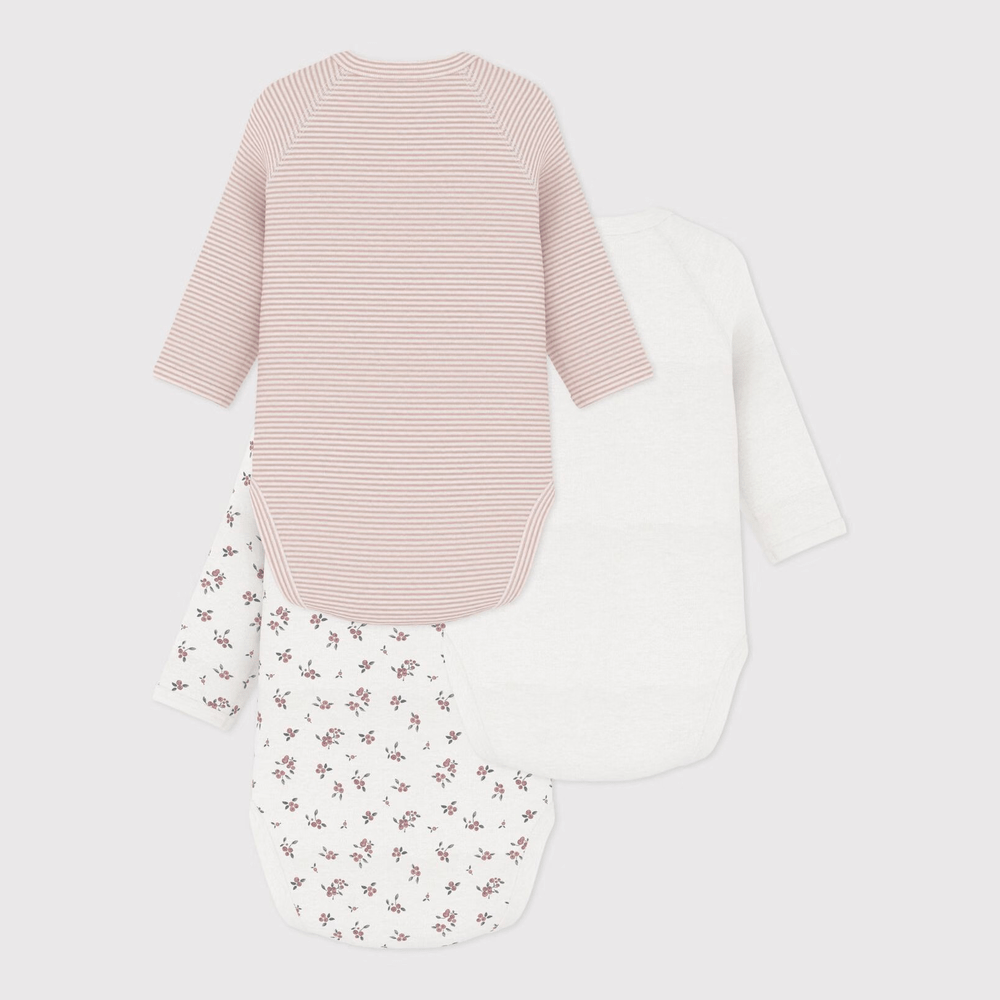 Petit Bateau 3 bodies naissance à manches longues - Multicolore