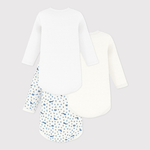 Petit Bateau 3 bodies à encolure américaine à manches longues - multicolore