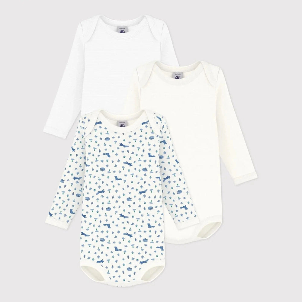 Petit Bateau lot de 3 bodies col américain manches longues - multicolore