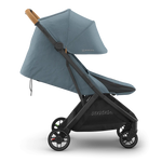 Uppababy Minu V3 Compact Stroller Dillan Stone Blue Carbon Frame Met Zandbruin Leer