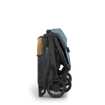 Uppababy Minu V3 Compact Stroller Dillan Stone Blue Carbon Frame Met Zandbruin Leer