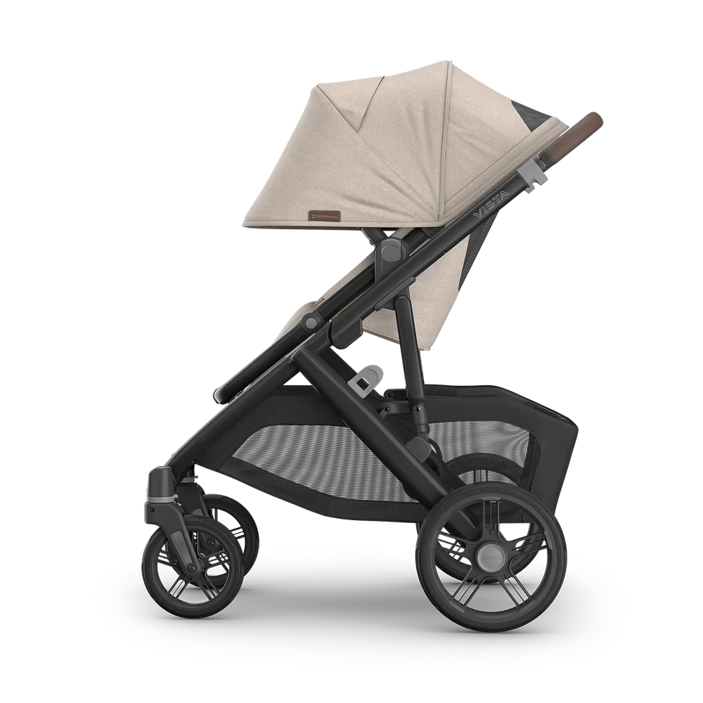Uppababy Vista V3 Kinderwagen Ada - Sandstone Mélange - Carbon Frame Met Kastanje Bruin Leer Nieuw: Leverbaar Juli 2026