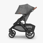 Uppababy Vista V3 Kinderwagen Greyson - Charcoal Mélange - Carbon Frame Met Bruin Leer