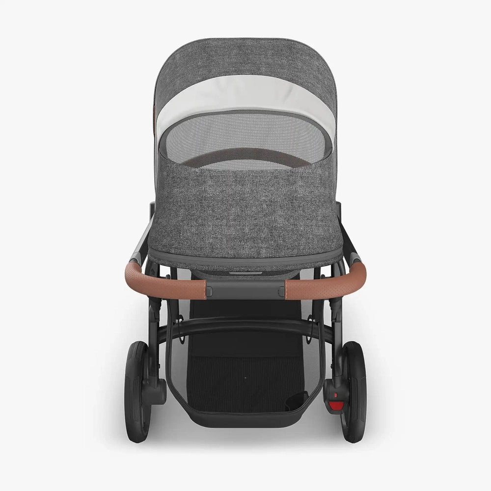 Uppababy Vista V3 Kinderwagen Greyson - Charcoal Mélange - Carbon Frame Met Bruin Leer