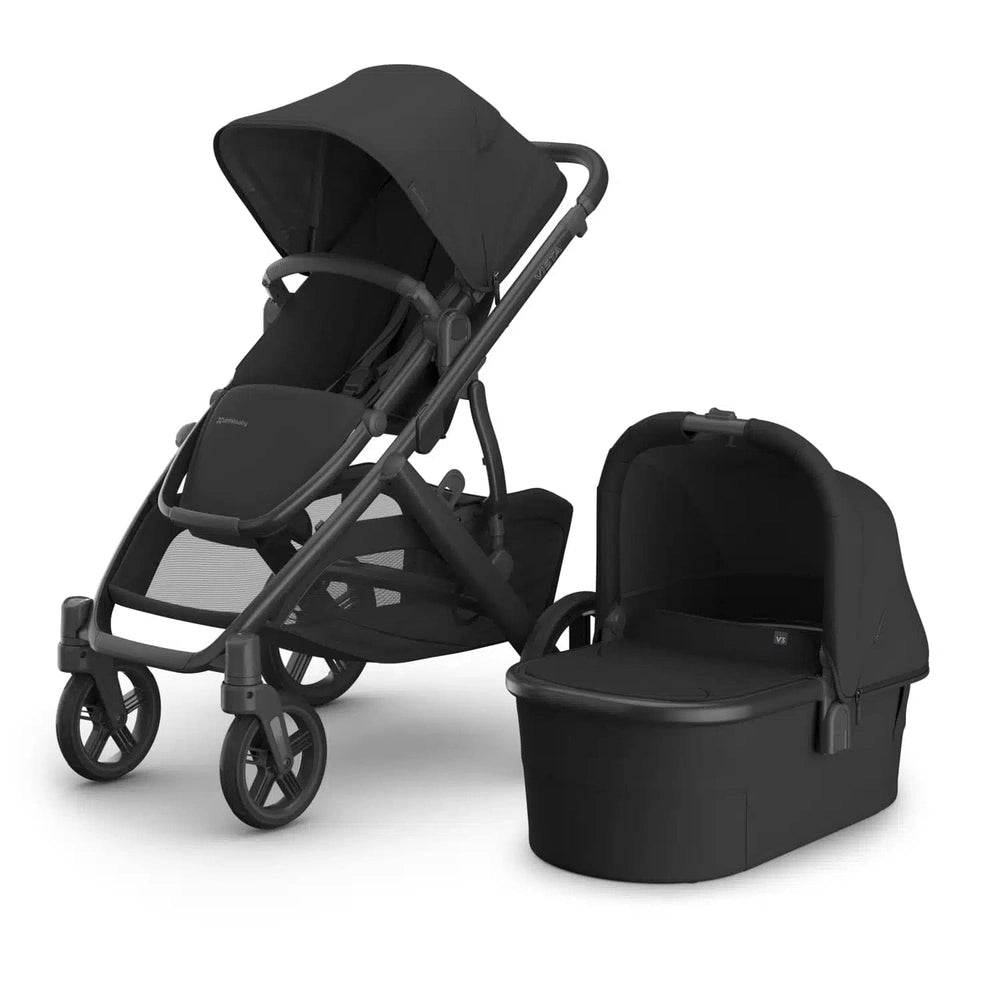 Poussette Uppababy Vista V3 Jake - noire - cadre carbone avec cuir noir Nouveau : disponible en juillet 2026